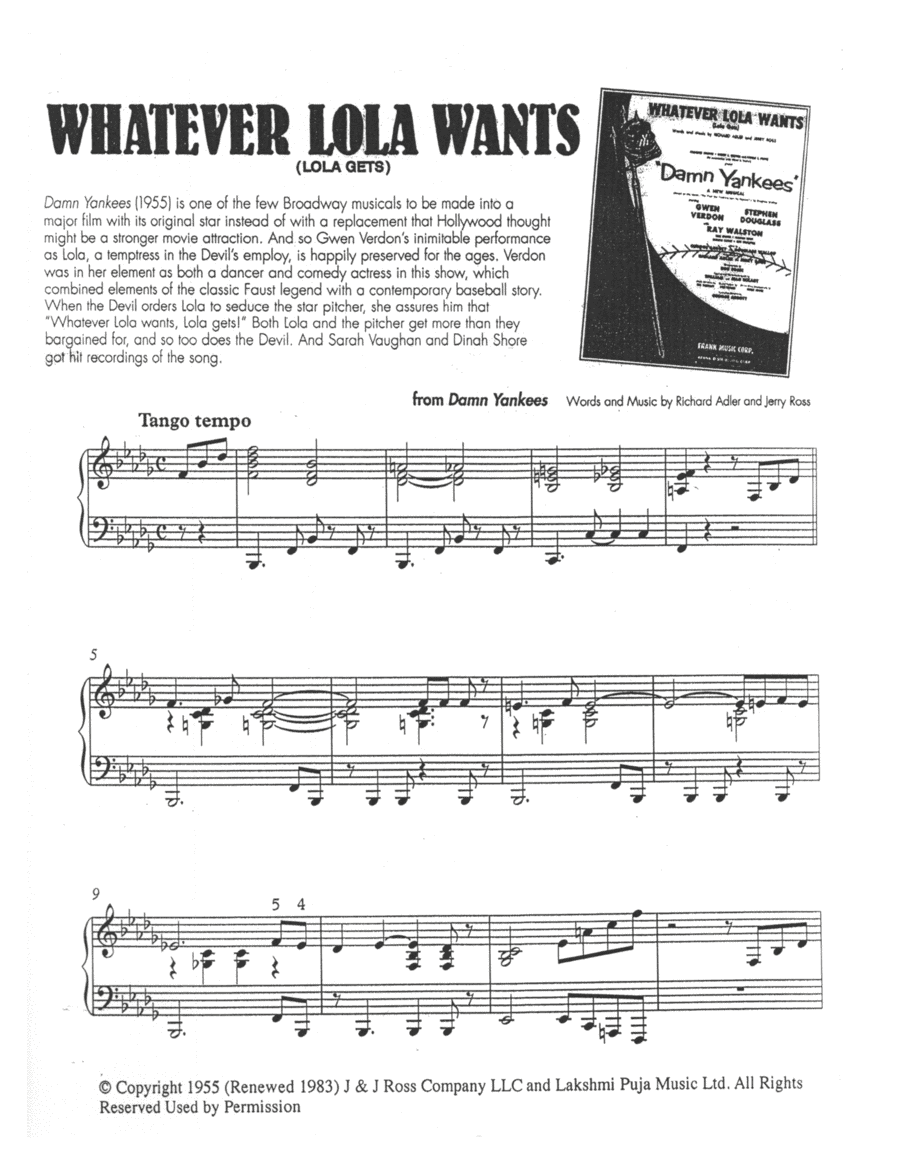 Whatever Lola Wants (lola Gets) (arr. Robert Blond)