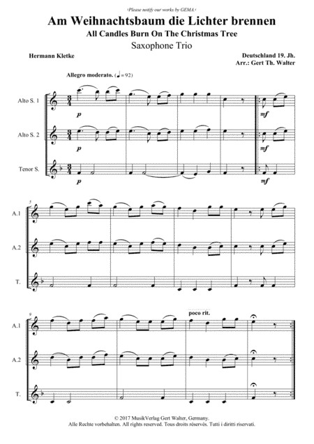 All Candles Burn On The Christmas Tree (arr. Gert Th. Walter)