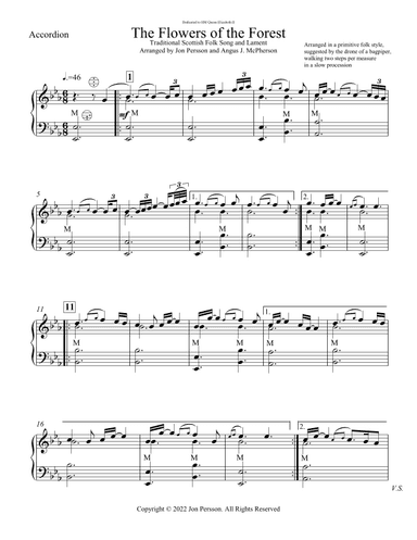 "The Flowers of The Forest" for Accordion and String Ensemble - SET OF 6 PARTS (arr. Jon Persson)