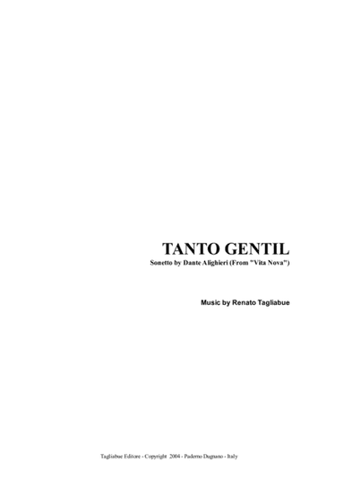 TANTO GENTIL - Sonetto by Dante Alighieri (From "Vita Nova") - For SATB Choir