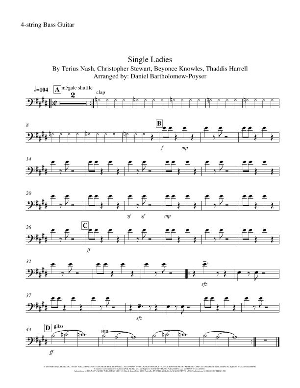 Single Ladies (put A Ring On It) (arr. Daniel Bartholomew-Poyser)