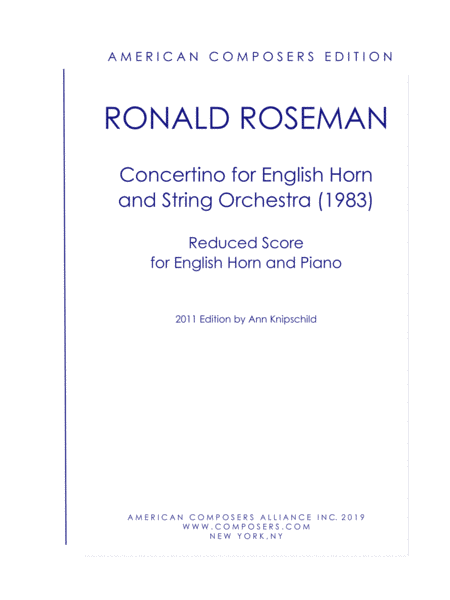[Roseman] Concertino for English Horn and String Orchestra (Piano Reduction)