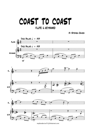 'Coast To Coast' By Stephen Davies, for Flute / Keyboard