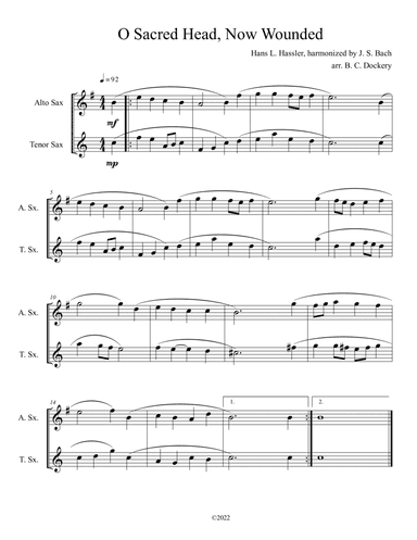 O Sacred Head, Now Wounded (Alto and Tenor Sax Duet) (arr. B. C. Dockery)