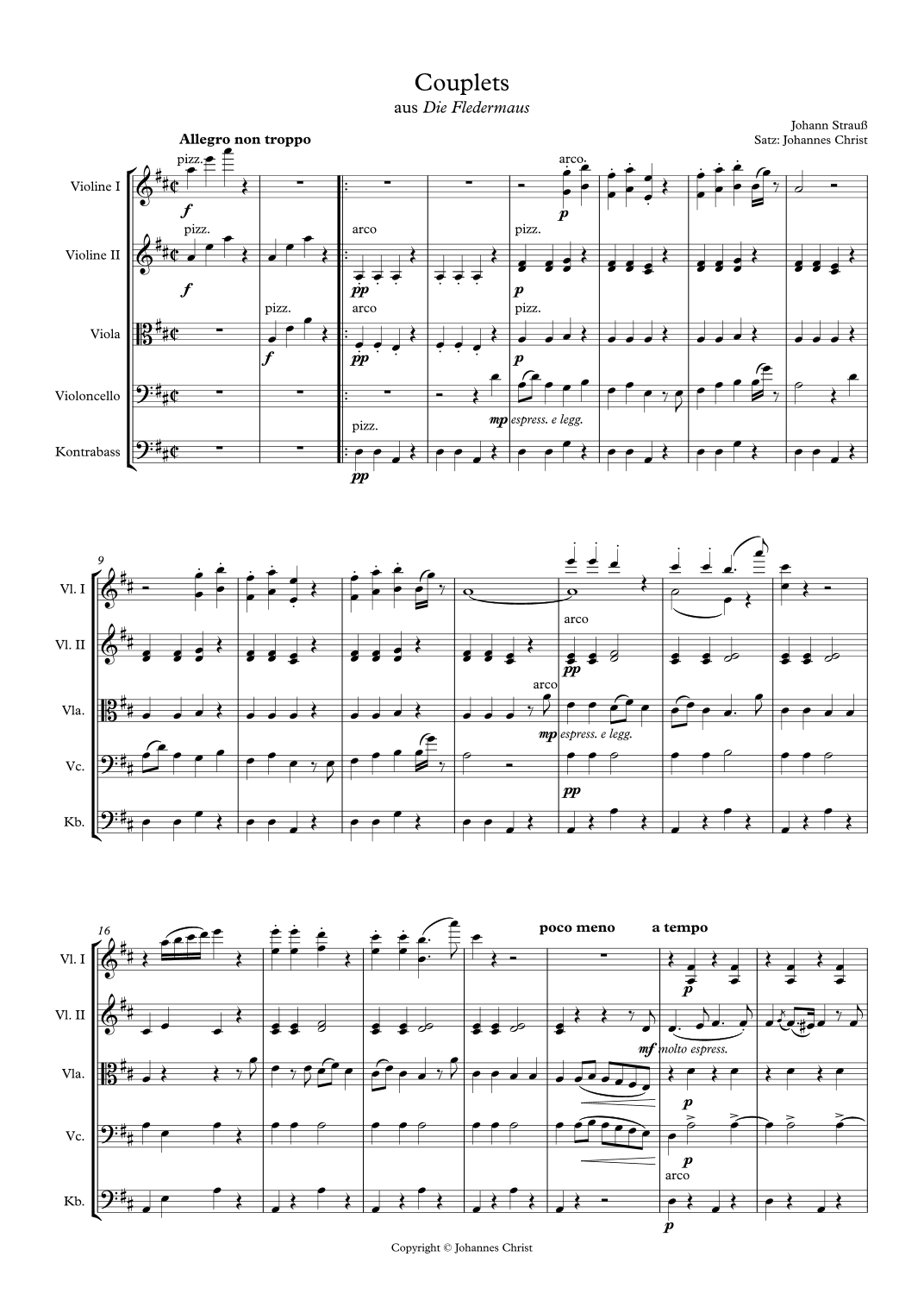 Couplet from "Die Fledermaus" (arr. Johannes Christ)