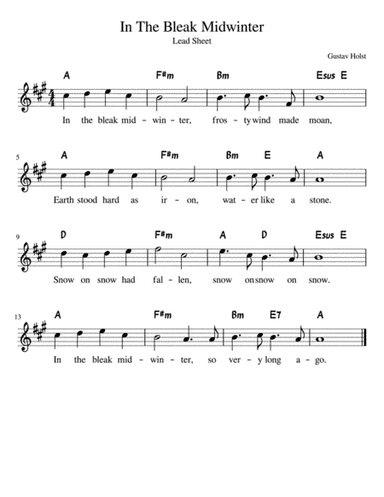 In The Bleak Midwinter Lead Sheet (arr. Kimberly Steele)