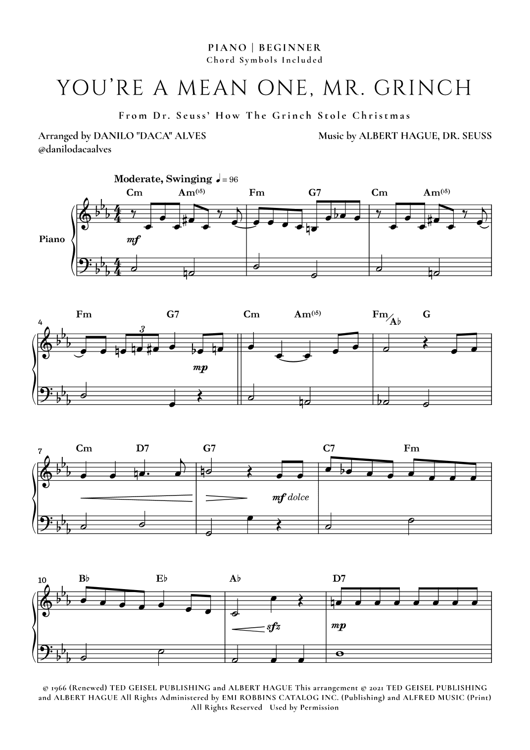 You're A Mean One, Mr. Grinch (arr. Danilo "Daca" Alves)