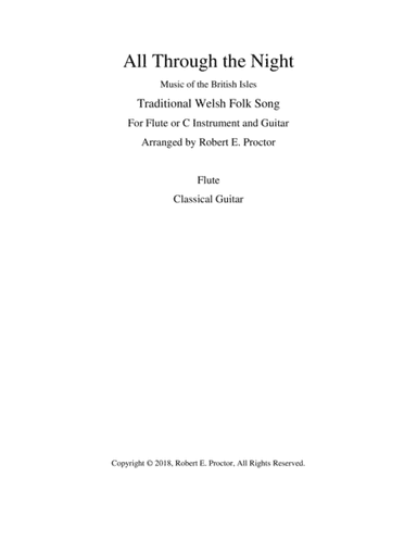 All Through the Night for Flute or C Instrument and Guitar (arr. Robert E. Proctor)