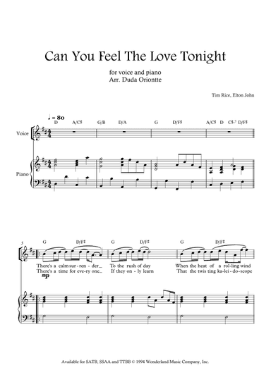 Can You Feel The Love Tonight (arr. Duda Oriontte)