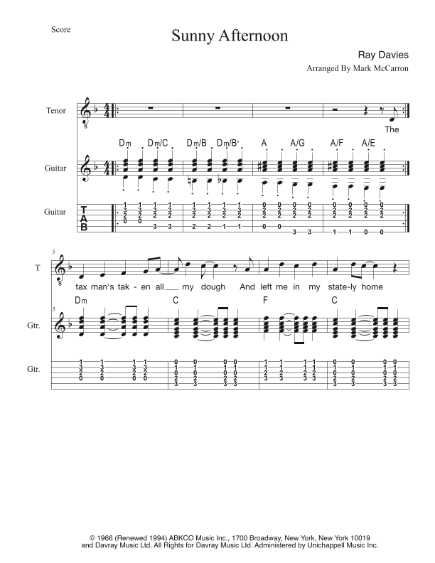 Sunny Afternoon (arr. Mark McCarron)