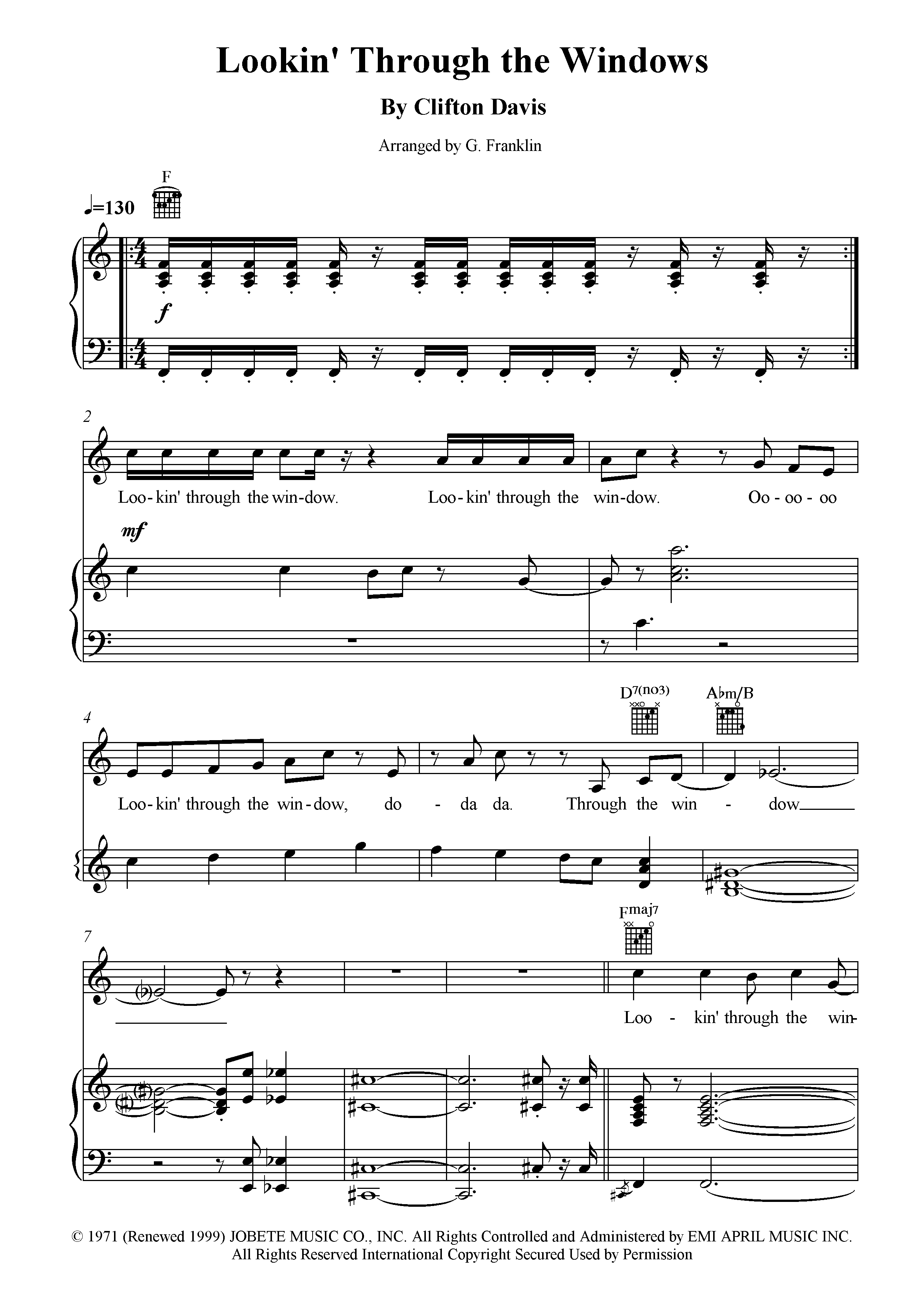 Lookin' Through The Windows (arr. G. Franklin)