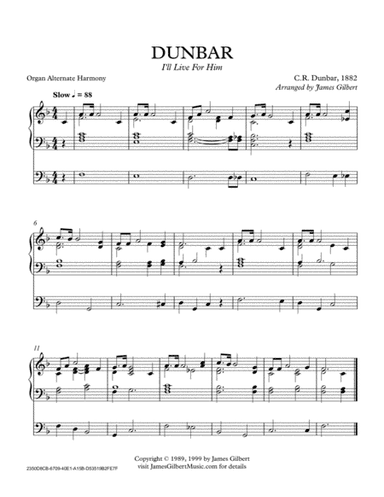 DUNBAR (I'll Live For Him) (arr. James Gilbert Music)