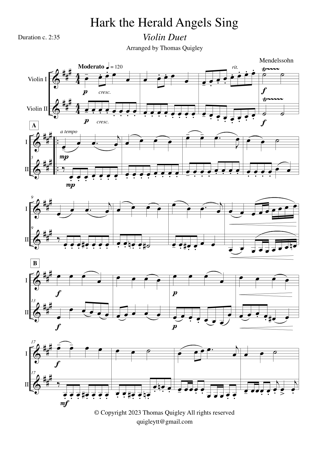 Hark The Herald Angels Sing (arr. Thomas Quigley)