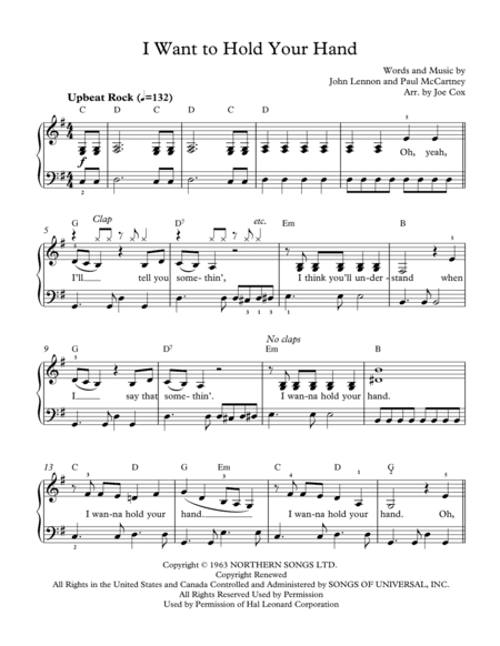 I Want To Hold Your Hand (arr. Joe Cox)