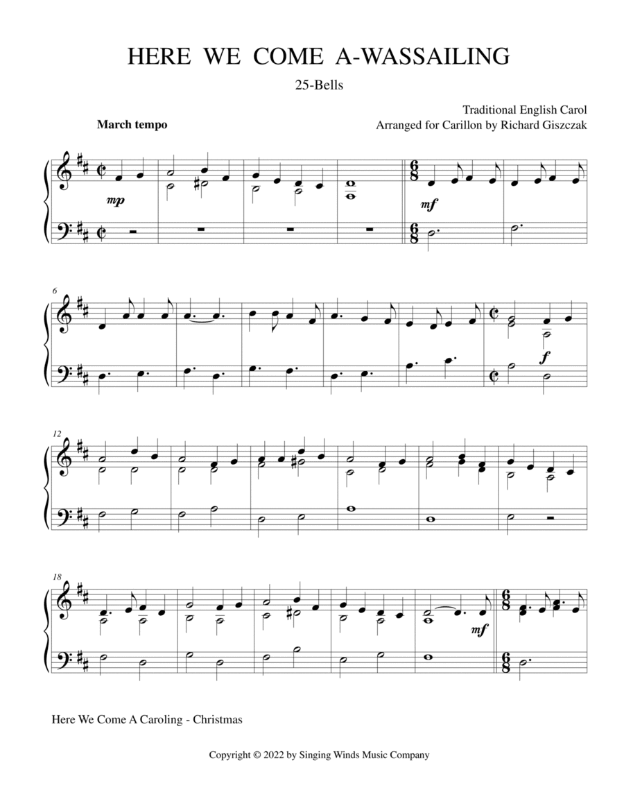 25B. Here We Come A-Wassailing (Wassail Song) (arr. Richard Giszczak)