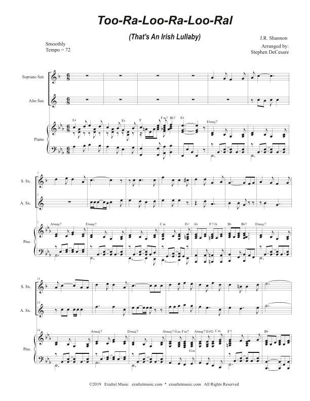 Too-Ra-Loo-Ra-Loo-Ral (That's an Irish Lullaby) (Duet for Soprano & Alto Saxophone) (arr. Stephen DeCesare)
