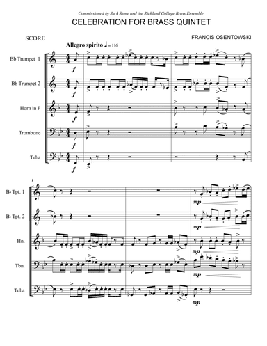 Celebration For Brass And Percussion (arr. Francis  Osentowski)