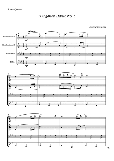 Hungarian Dance No. 5 for Brass Quartet (arr. Cássio Silva Chaves)