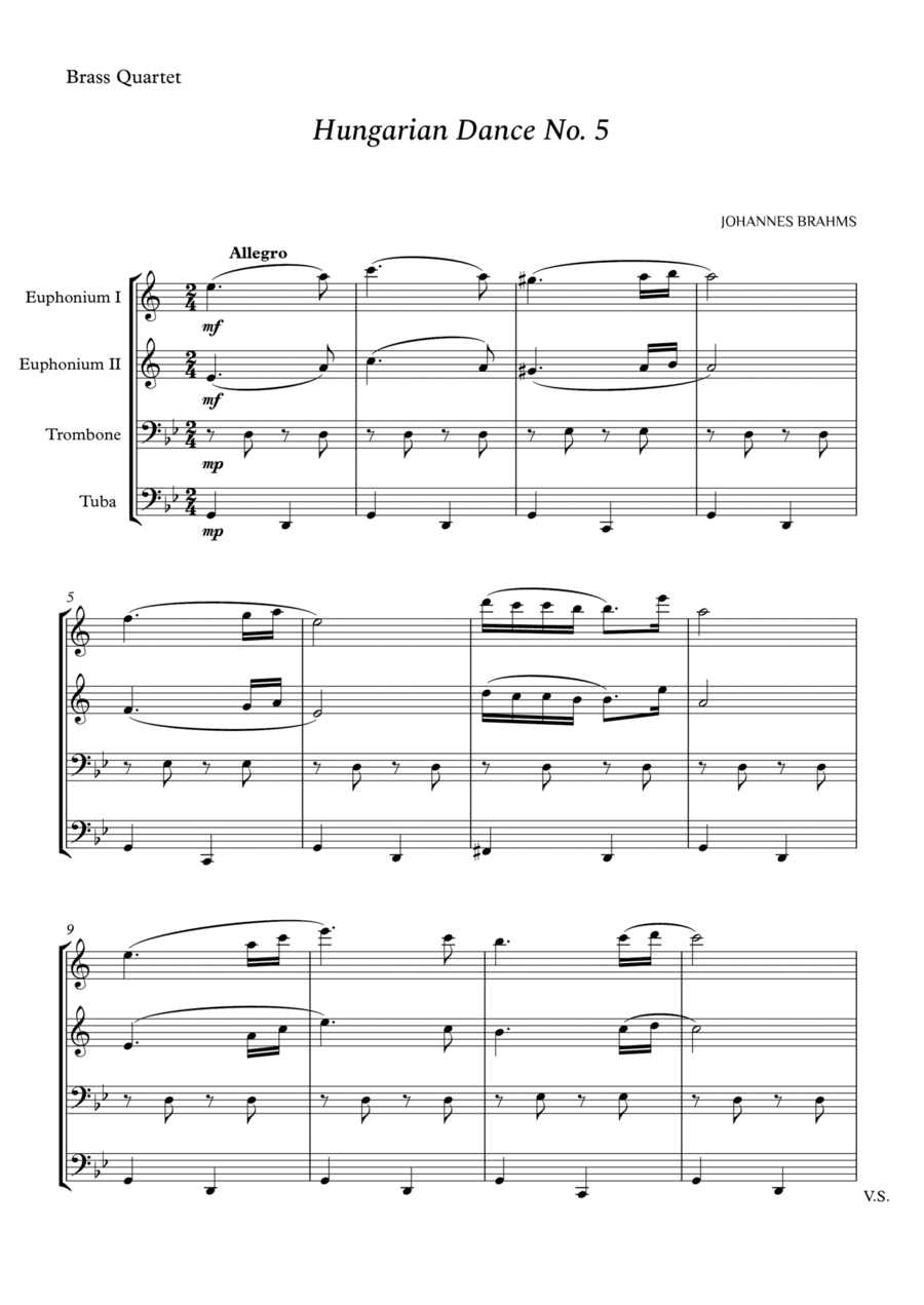 Hungarian Dance No. 5 for Brass Quartet (arr. Cássio Silva Chaves)