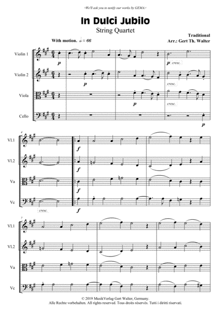 In Dulci Jubilo (arr. Gert Th. Walter)