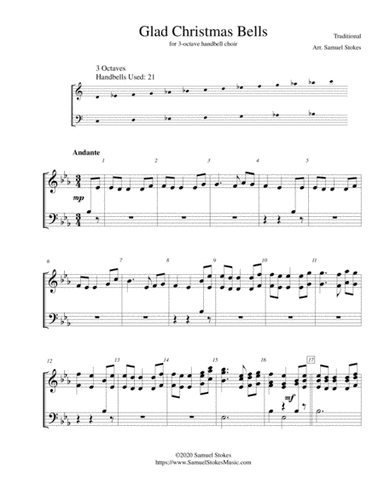 Glad Christmas Bells - for 3-octave handbell choir (arr. Samuel Stokes)
