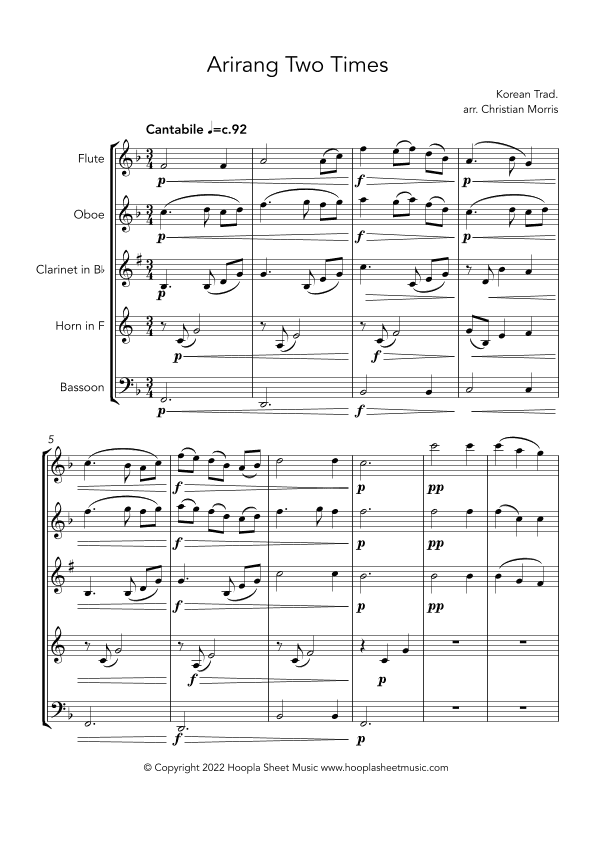 Arirang Two Times (아리랑) (arr. Christian Morris)