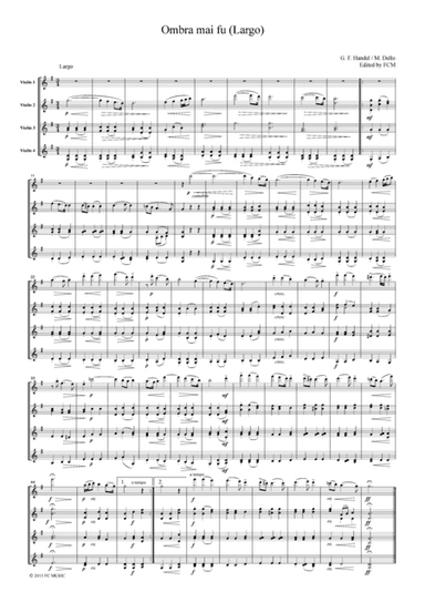 Handel Ombra mai fu (Largo), for 4 Violins, VN404 (arr. FCMUSIC)