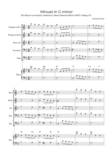 Minuet In G minor (with piano and chords) (arr. Alex Nunes Rodrigues)
