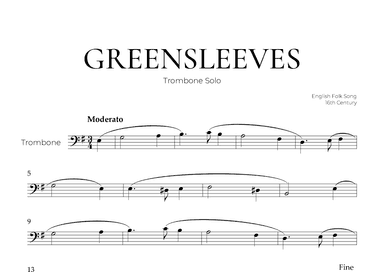 Greensleeves (Trombone Solo) - English Folk Song (arr. Pedro Merendi)