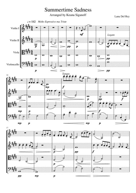 Summertime Sadness (arr. Keanu Siganoff)