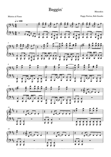 Beggin' (arr. Música al Piano)