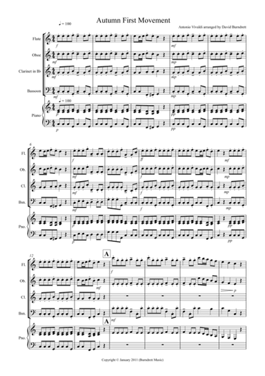 Autumn "Four Seasons" for Wind Quartet (arr. David Burndrett)