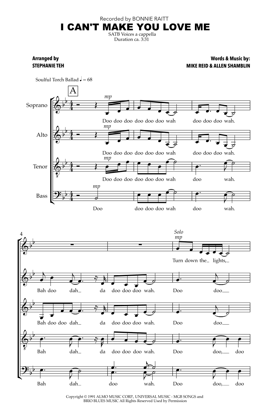 I Can't Make You Love Me (arr. Stephanie Teh)