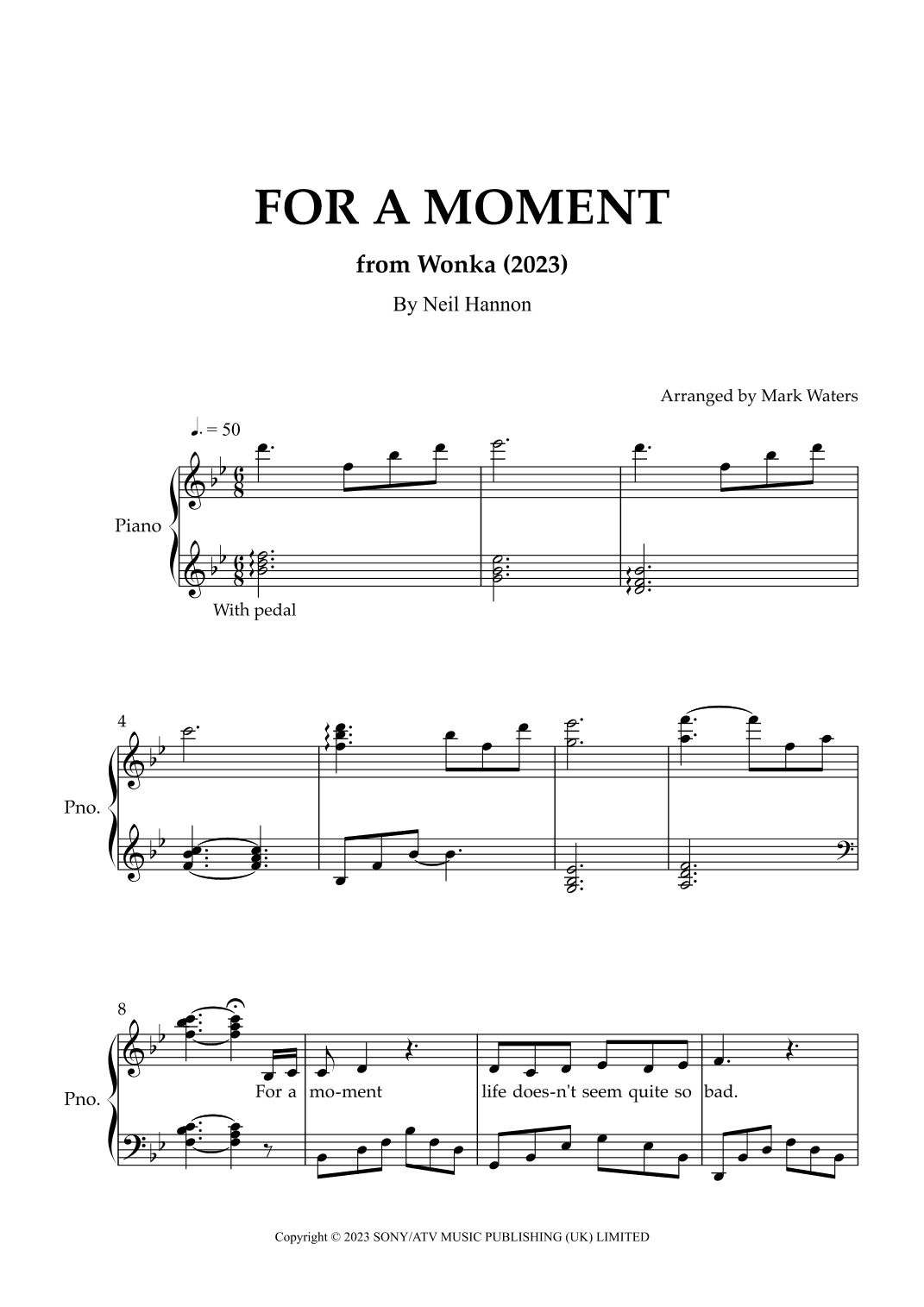 For A Moment (arr. Mark Waters)