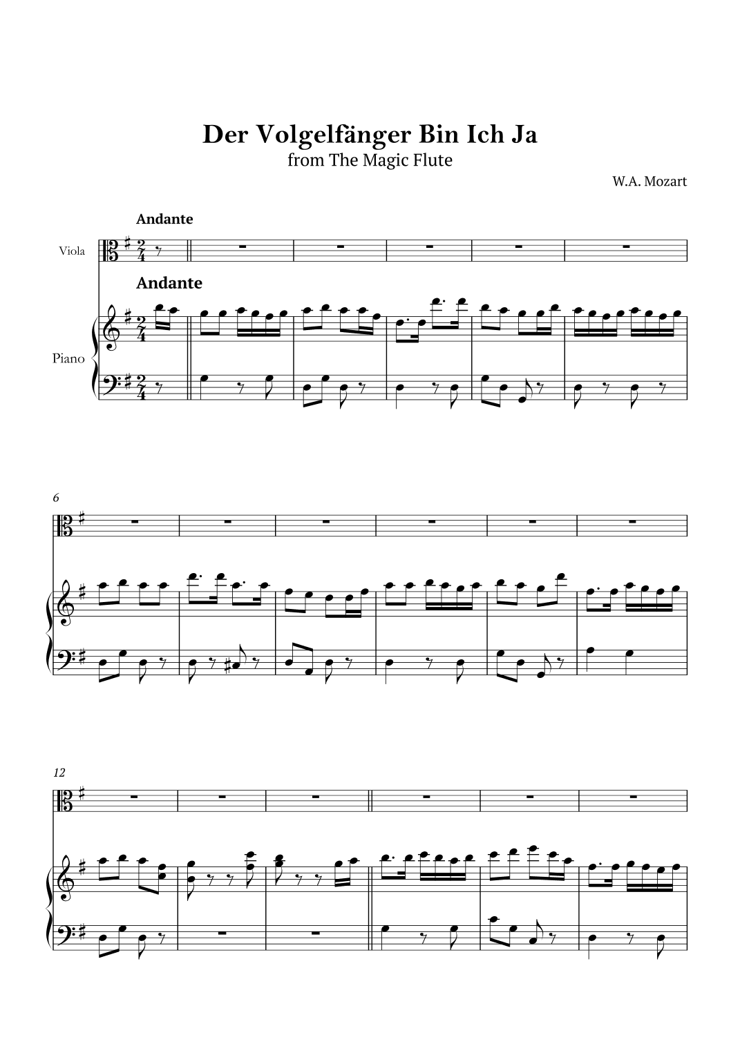 Der Vogelfänger bin ich ja (arr. André Nusa)