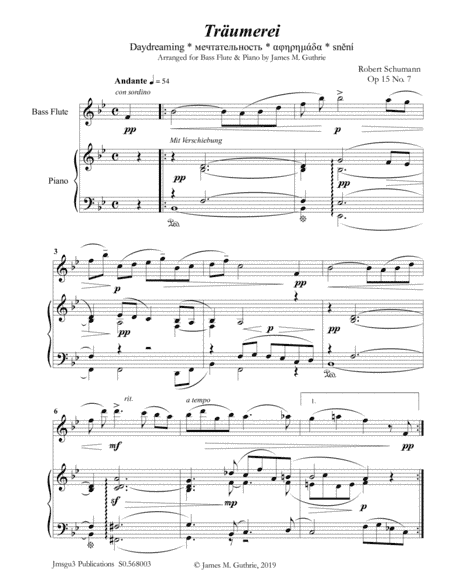 Schumann: Träumerei Op. 15 No. 7 for Bass Flute & Piano (arr. James M. Guthrie)