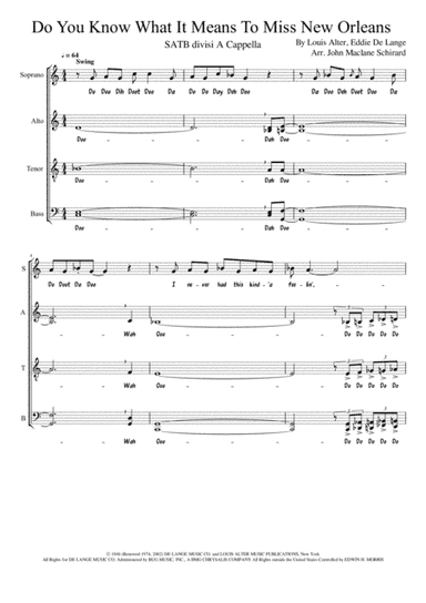 Do You Know What It Means To Miss New Orleans (arr. John Maclane Schirard)