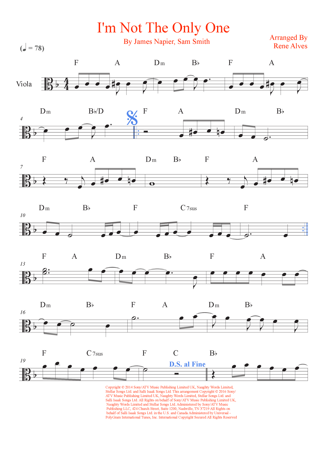 I'm Not The Only One (arr. Rene Alves)