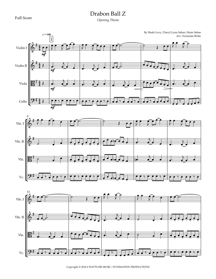Dragon Ball Z Opening Theme (arr. Fernando Britto)