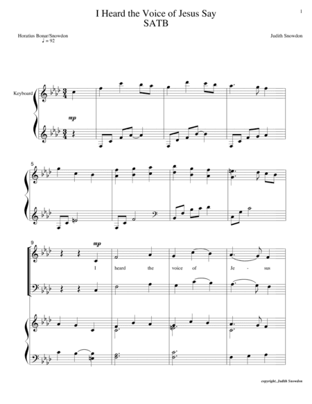 I Heard The Voice of Jesus Say (arr. Judith E. Snowdon)