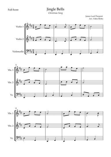 Jingle Bells (Christmas Song) for String Trio (arr. Fabio Britto)