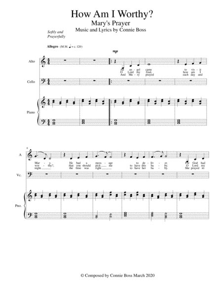 How Am I Worthy (Mary's Prayer)  - Solo, cello and piano