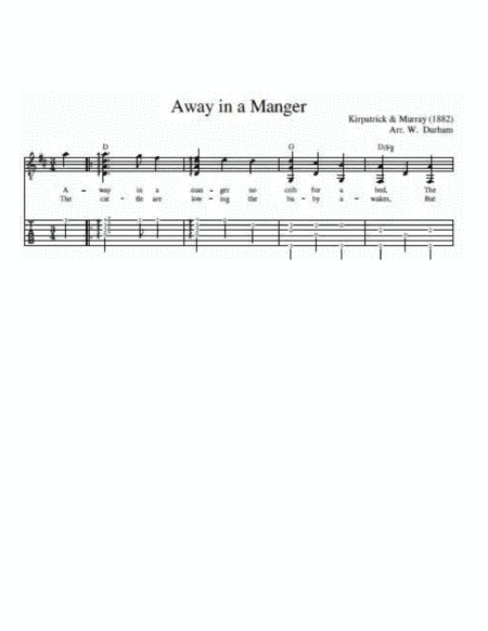 Away in a Manger for Fingerstyle Guitar - Tab / Notation / Lyrics (arr. Big Bill Durham)