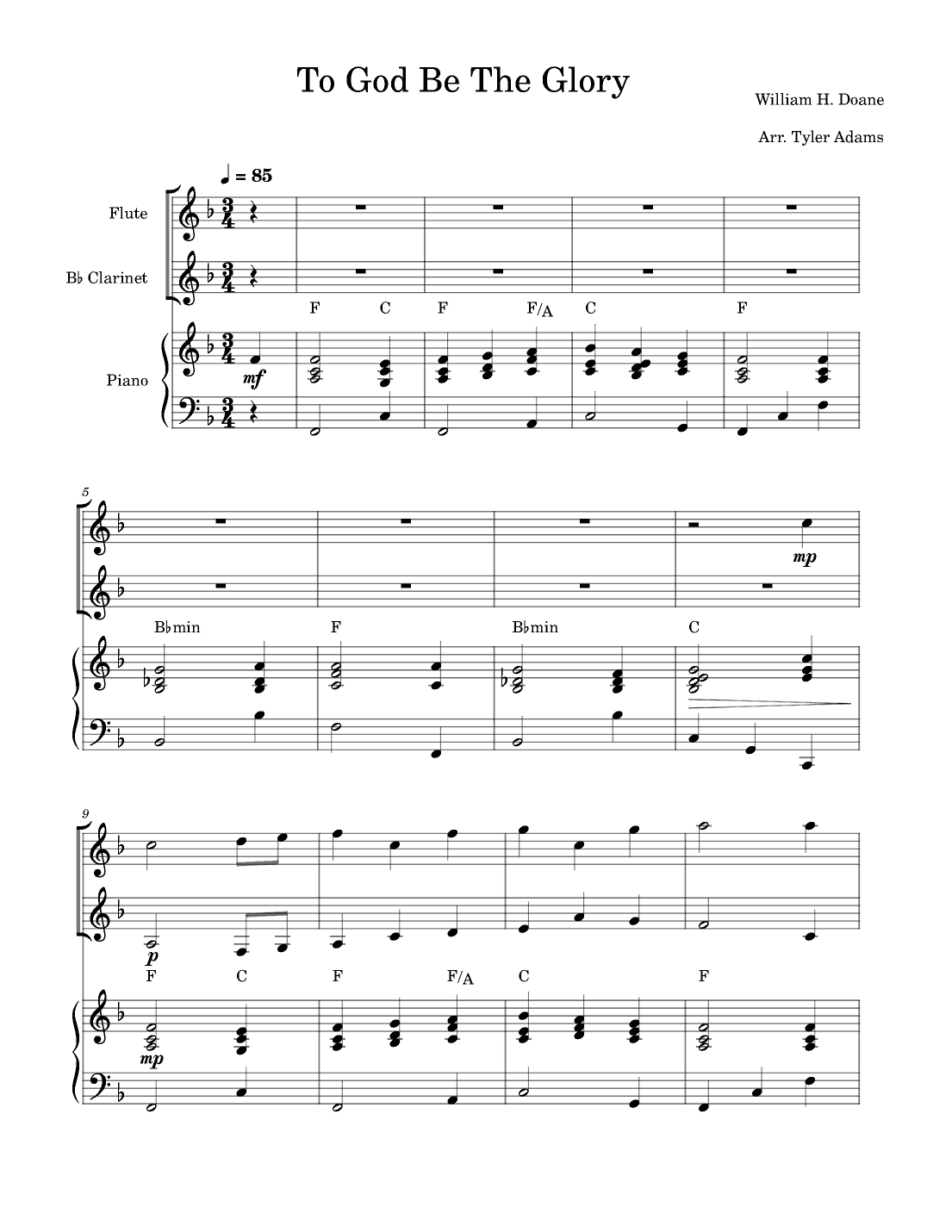 To God Be The Glory (Flute and Clarinet Duet with Piano) (arr. Tyler Adams)