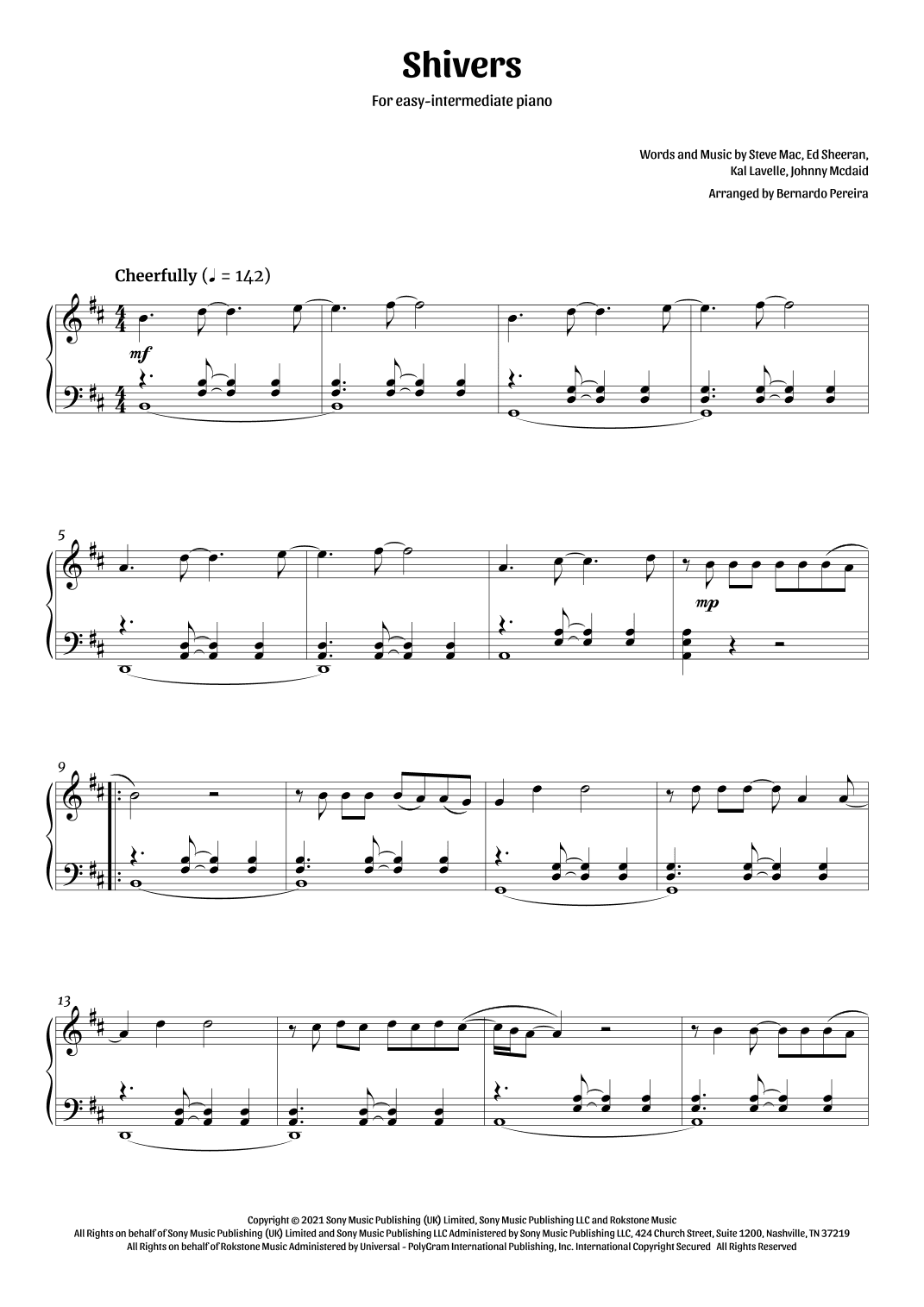 Shivers (arr. Bernardo Pereira)