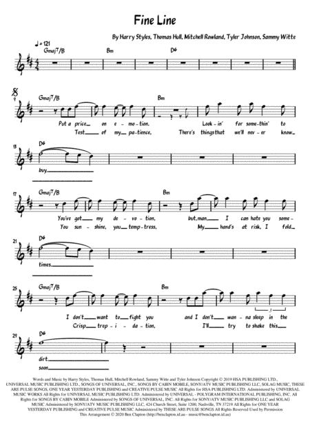 Fine Line (arr. Ben Clapton)