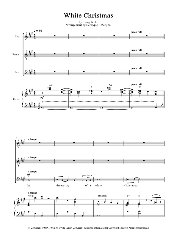 White Christmas (arr. Henrique F Mangoni)