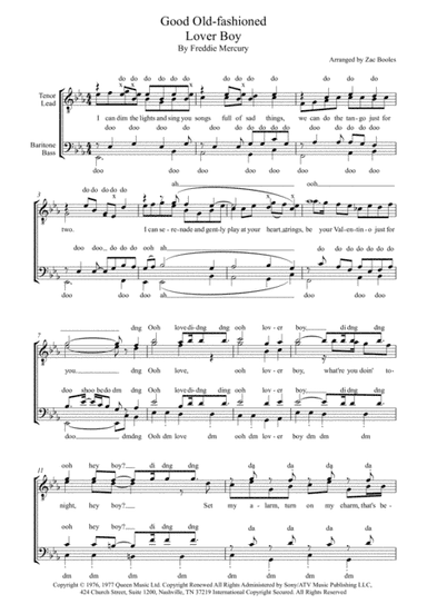 Good Old-fashioned Lover Boy (arr. Zac Booles)