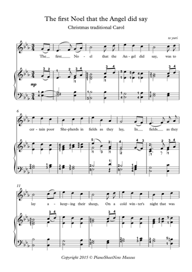 The first Noel piano solo (arr. PianoSheetNow)