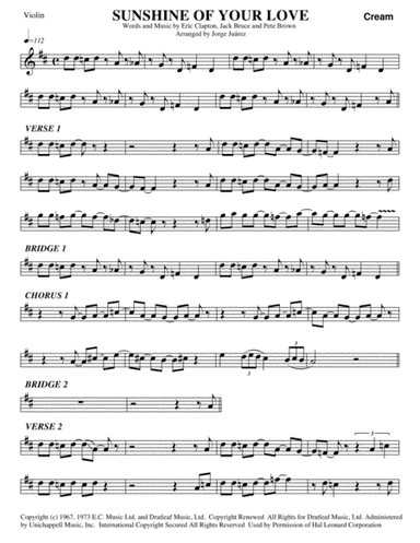 Sunshine Of Your Love (arr. Jorge Juárez)